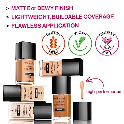 Wet n Wild Photo Focus Dewy Liquid Foundation Makeup, Buff Bisque