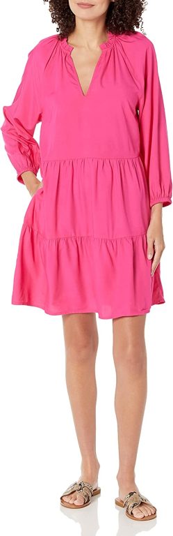 The Drop Women’s @caralynmirand Ruffle-Neck Tiered Mini Dress