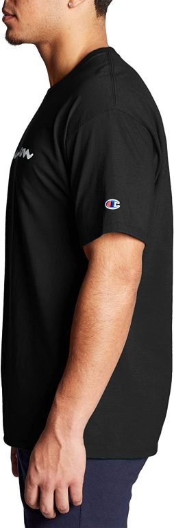 Champion Men’s T-Shirt, Crewneck Cotton Tee, Mid-Weight T-Shirt, Script (Reg. or Big & Tall)