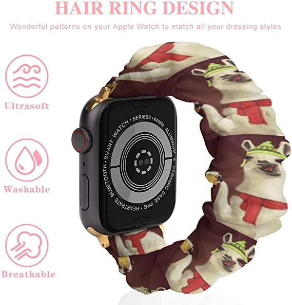 Llamas Elastic Solo Loop Bands Cute Printed Watch Strap Watchband Compatible for Apple Watch