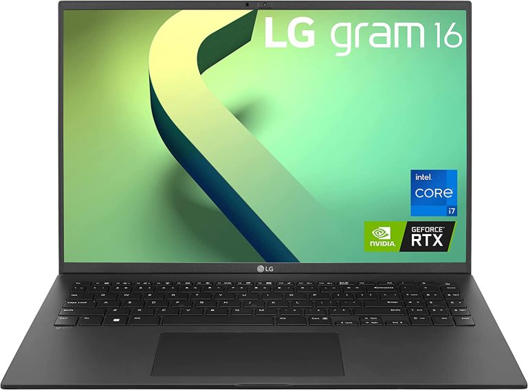 LG gram (2022) 16Z90Q Ultra Lightweight Laptop, 16″ (2560 x 1600) IPS Display, Intel i7 1260P CPU, NVIDIA RTX2050 GPU, 32GB RAM, 2TB NVMe SSD, FHD Webcam, WiFi 6E, Thunderbolt 4, Windows 11 Pro, Black