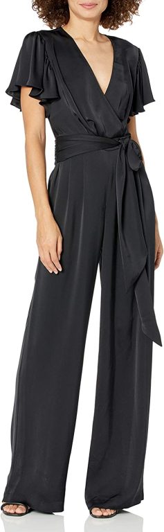 Ramy Brook womens Ariana Satin Wide Leg Jumpsuit