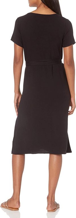 Amazon Essentials Women’s Short-Sleeve Midi Button Front Tie Dress