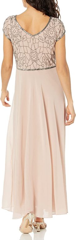 J Kara Women’s Petite Cap V-Neck Beaded Dress