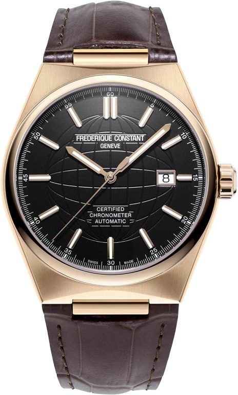 Frederique Constant Men’s Stainless Steel Automatic Watch with Leather Strap, 22 (Model: FC-303B4NH4), Brown & Black