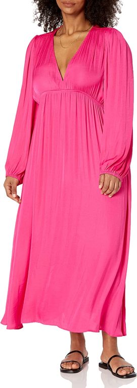 The Drop Women’s Shelly Deep V-Neck Long Sleeve Maxi Dress