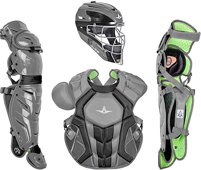 All-Star System7 Axis NOCSAE Adult Two Tone Baseball Catchers Set (Graphite)