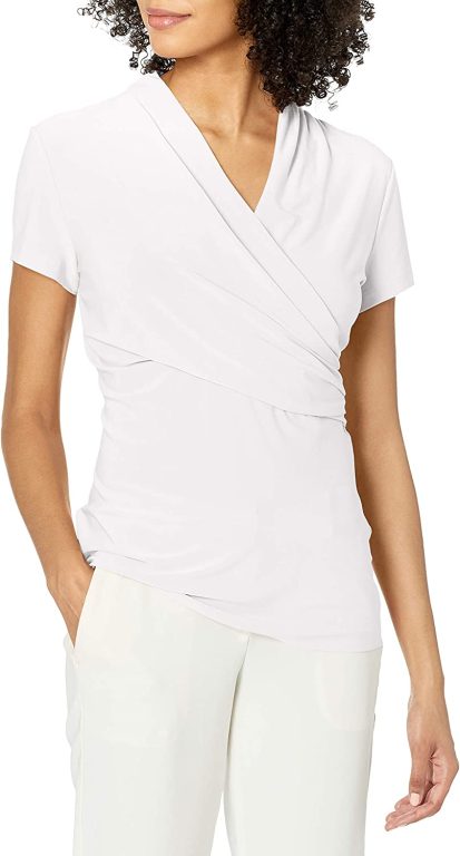 DKNY Women’s Short Sleeve Side Ruche Top