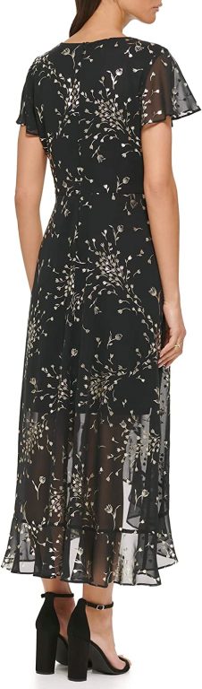 kensie Women’s Printed Chiffon Assym Midi Dress