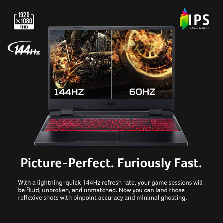 Acer Nitro 5 AN515-58-57Y8 Gaming Laptop | Intel Core i5-12500H | NVIDIA GeForce RTX 3050 Ti Laptop GPU | 15.6″ FHD 144Hz IPS Display | 16GB DDR4 | 512GB Gen 4 SSD | Killer Wi-Fi 6 | Backlit Keyboard