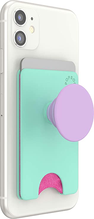 PopSockets PopWallet+ with Swappable PopTop: Phone Grip, Phone Stand, and Wallet for Cards, Removable, Colorblock Ultra