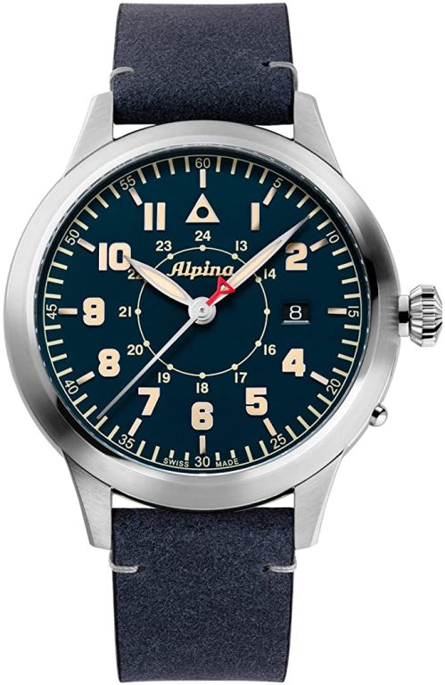 Alpina Men’s Startimer Pilot 1920s Heritage, 3-Hand Swiss Automatic, 38-Hour Power Reserve, Sapphire Crystal, Luminous Hands, Exhibition Caseback, 44mm