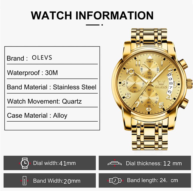 OLEVS Men Multifunction Watch, Multi Dial Waterproof Luminous Chronograph Men’s Watch with Date Gift for Men,Stainless Steel Watches for Men,Classic Men Wrist Watch