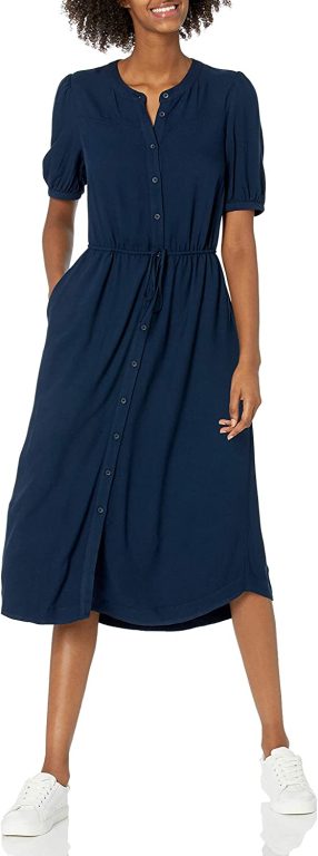 Amazon Essentials Women’s Half-Sleeve Waisted Midi A-Line Dress