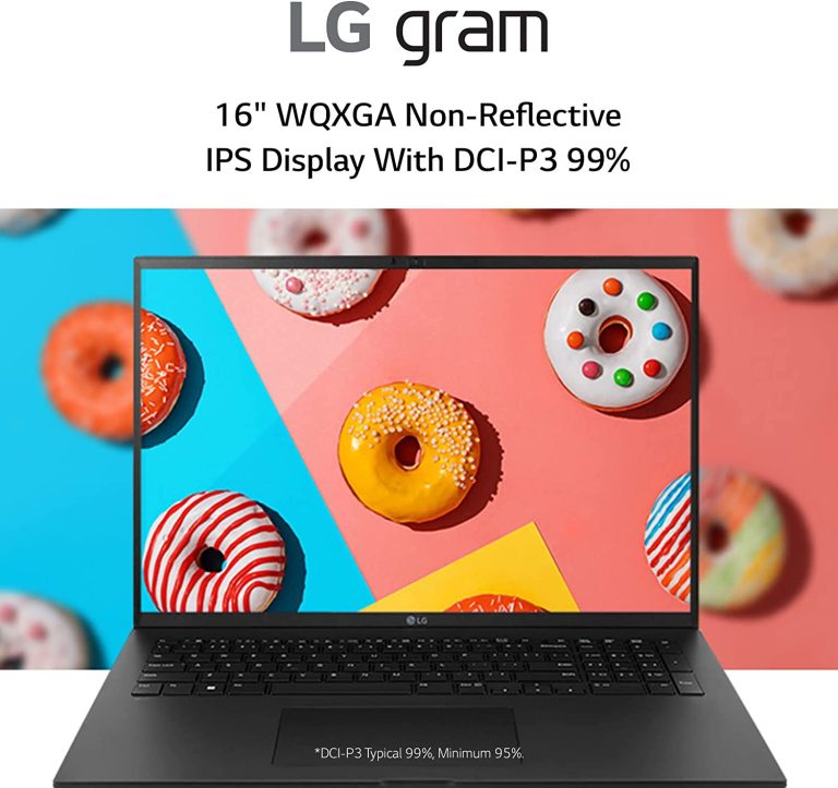 LG gram (2022) 16Z90Q Ultra Lightweight Laptop, 16″ (2560 x 1600) IPS Display, Intel i7 1260P CPU, NVIDIA RTX2050 GPU, 32GB RAM, 2TB NVMe SSD, FHD Webcam, WiFi 6E, Thunderbolt 4, Windows 11 Pro, Black