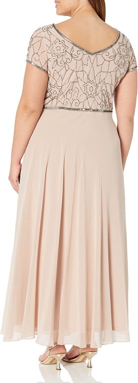 J Kara Women’s Plus Size Cap V-Neck Beaded Dress