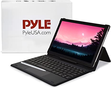 Pyle 1080p HD Display, 5000 mAH, Dual 10.1 Inch Android Tablet -2 in 1 Tablet Camera, WiFi Compatibility, Quad-Core Processor, 2GB RAM, 32GB Storage,Magnetic Keyboard,Stylus Pen & Case Included-Silver