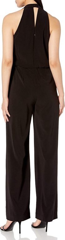 HALSTON womens Scarf Neck Jumpsuit