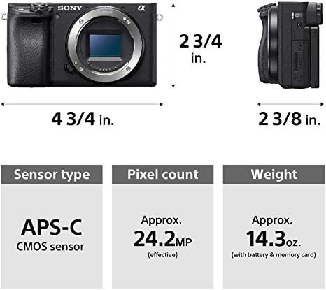 Sony Alpha a6400 Mirrorless Camera: Compact APS-C Interchangeable Lens Digital Camera with Real-Time Eye Auto Focus, 4K Video & Flip Up Touchscreen – E Mount Compatible Cameras – ILCE-6400/B Body