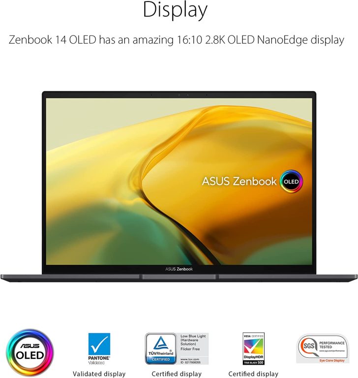 ASUS ZenBook Laptop 14” 2.8K OLED Display, AMD Ryzen 7 5825U CPU, Radeon Graphics, 8GB RAM, 512GB PCIe SSD, Windows 11 Home, Jade Black, UM3402YA-DS71