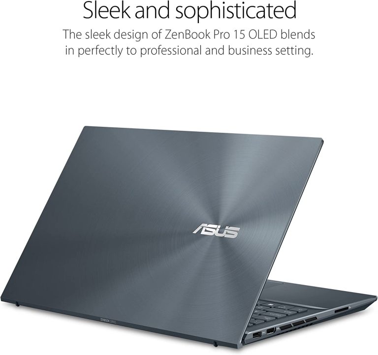 ASUS ZenBook Pro 15 OLED Laptop 15.6” FHD Touch Display, AMD Ryzen 9 5900HX CPU, NVIDIA GeForce RTX 3050 Ti gpu, 16GB RAM, 1TB PCIe SSD, Windows 11 Pro, Pine Grey, UM535QE-XH91T