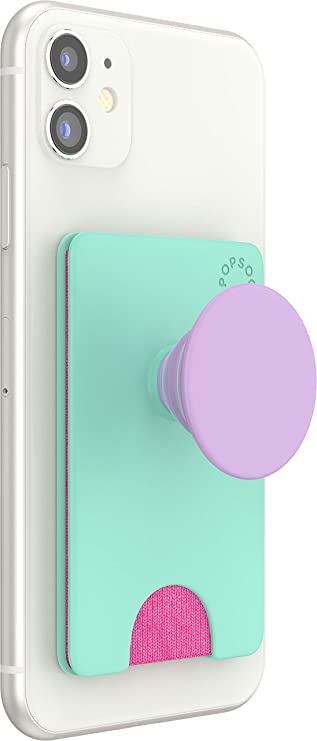 PopSockets PopWallet+ with Swappable PopTop: Phone Grip, Phone Stand, and Wallet for Cards, Removable, Colorblock Ultra