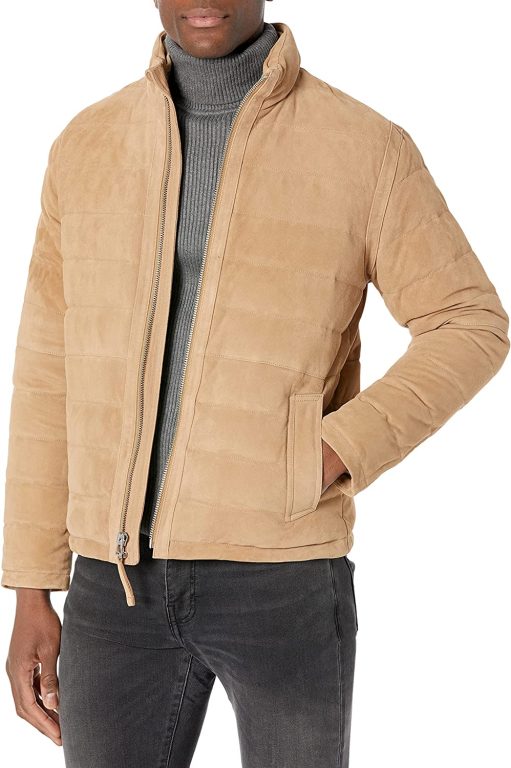 Vince Men’s Quilted Suede Zip Jacket