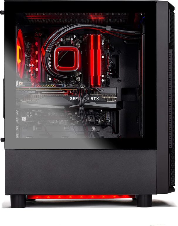 Skytech Shadow Gaming PC Desktop – AMD Ryzen 5 7600X 4.7 GHz, RTX 3060 Ti, 1TB NVME SSD, 32G DDR5 RGB, 600W Gold PSU, 240mm AIO, AC Wi-Fi, Windows 11 Home 64-bit