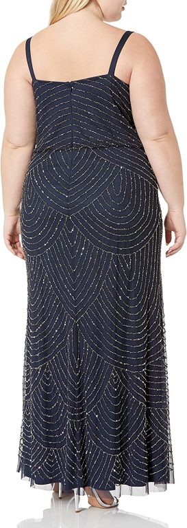 Adrianna Papell Women’s Plus-Size Long Beaded Gown