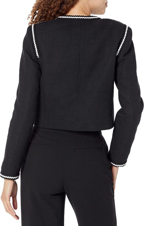 Karl Lagerfeld Paris Women’s Tweed Long Sleeve Everyday Fashion Sport Jacket