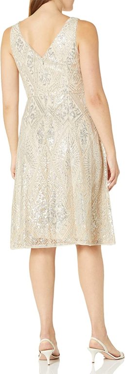 Adrianna Papell Women’s Geo Sequin Fit Flare Dress