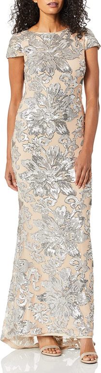 Calvin Klein Women’s Cap-Sleeve Sequin Gown