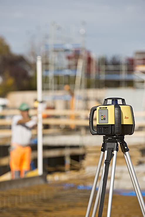 Leica R620,RE140, Alkaline Rugby 620 2600-Feet Self Leveling Horizontal and Manual Single Slope Rotary Laser Kit with Rod Eye 140 Receiver, Yellow