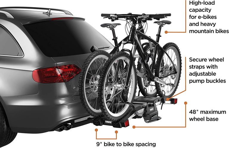 Thule EasyFold XT 2 Hitch Bike Rack – E-Bike Compatible – Fits 2″ and 1, 1/4″ receivers – Tool-Free Installation – Fully Foldable – Easy Trunk…