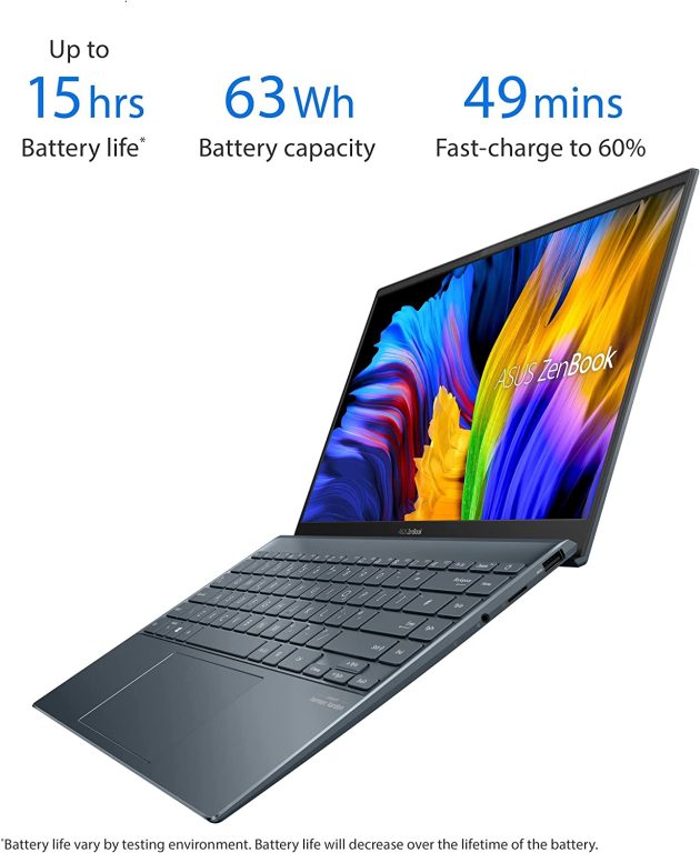 ASUS ZenBook 14 Ultra-Slim Laptop 14” FHD Display, AMD Ryzen 9 5900HX CPU, Radeon Vega 7 Graphics, 16GB RAM, 1TB PCIe SSD, NumberPad, Windows 11 Pro, Pine Grey, UM425QA-XH99