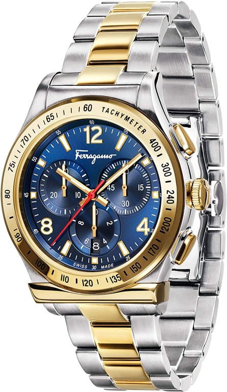 Salvatore Ferragamo Men’s Ferragamo 1898 Swiss Quartz Watch with Stainless-Steel Strap, Two Tone, 20 (Model: SFDK00418)