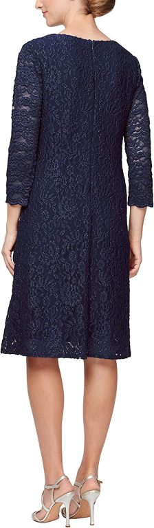 Alex Evenings womens Plus Size Midi Scoop Neck Shift Dress With Jacket