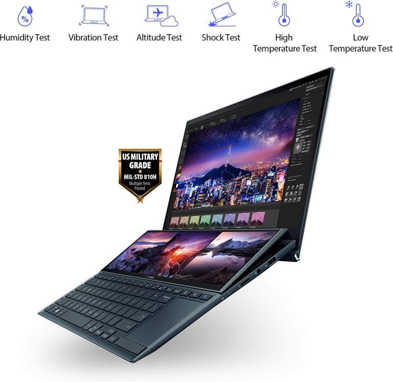 ASUS ZenBook Duo 14 UX482 14†FHD Touch Display, Intel Evo Platform, Core i7-1195G7, 8GB RAM, 512GB PCIe SSD, ScreenPad Plus, Windows 10 Home, Wifi 6E, Celestial Blue, UX482EAR-DB71T