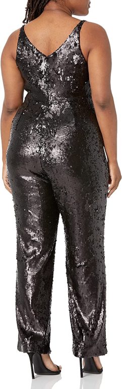 Dress the Population Women’s Charlie Plunging Sequin Sleeveless Jumpsuit