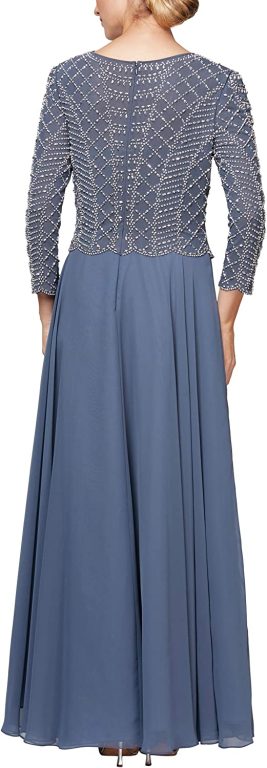 Alex Evenings Women’s Long Sequin Lace Mock Dress (Petite and Regular Sizes)