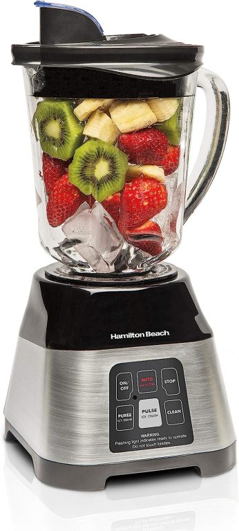 Hamilton Beach Smoothie Smart Blender with 5 Functions Including Auto-Cycle For Shakes & Smoothies, 40oz Glass Jar Dial, Stainless Steel (56208)