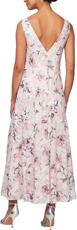 Alex Evenings Women’s Sleeveless Printed Chiffon Dress with Shawl