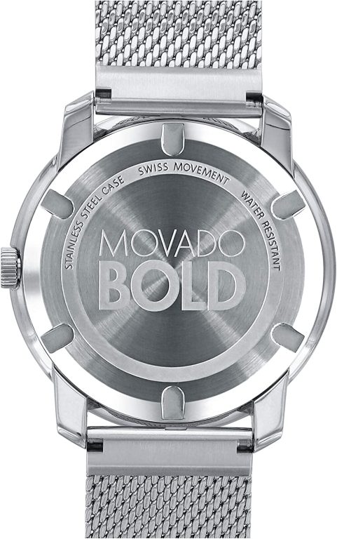 Movado Men’s BOLD Thin Stainless Steel Watch with a Printed Index Dial, Silver (Model 3600260)