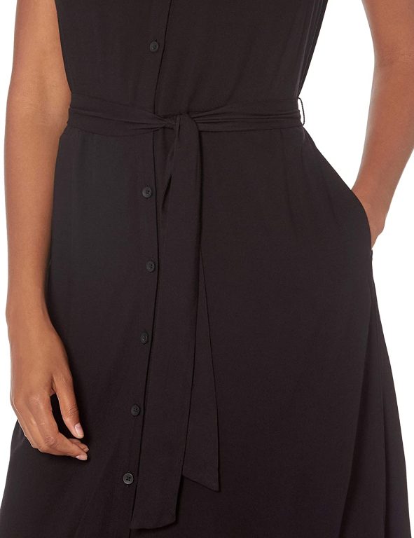 Amazon Essentials Women’s Short-Sleeve Midi Button Front Tie Dress