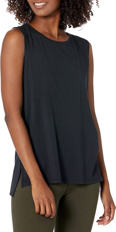 Amazon Essentials Women’s Soft Cotton Standard-Fit Full-Coverage Sleeveless Yoga Tank (Available in Plus Size)