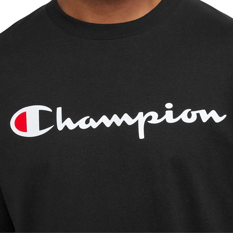 Champion Men’s T-Shirt, Crewneck Cotton Tee, Mid-Weight T-Shirt, Script (Reg. or Big & Tall)