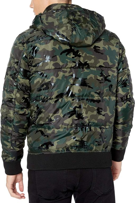 GUESS Men’s Hooded Camo Print Puffer Jacket