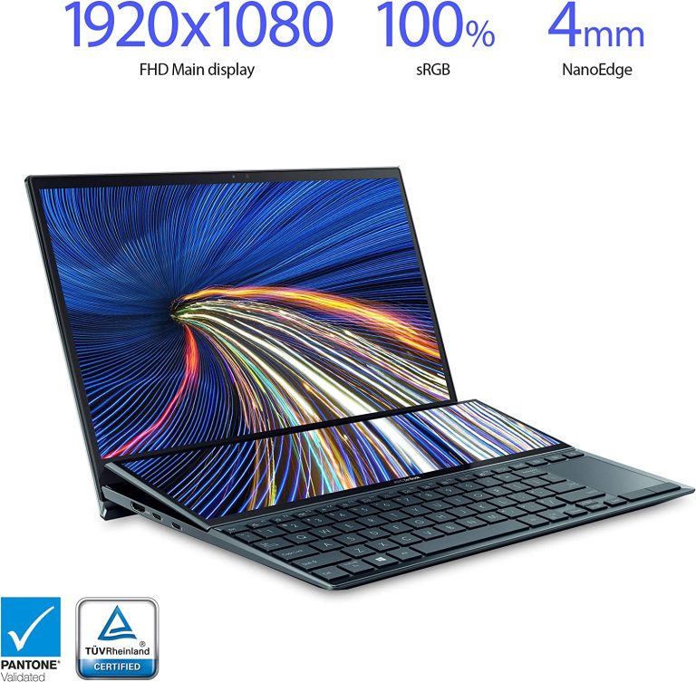 ASUS ZenBook Duo 14 UX482 14” FHD Touch Display, Intel Evo Platform, Core i7-1195G7, 8GB RAM, 512GB PCIe SSD, ScreenPad Plus, Windows 10 Home, Wifi 6E, Celestial Blue, UX482EAR-DB71T