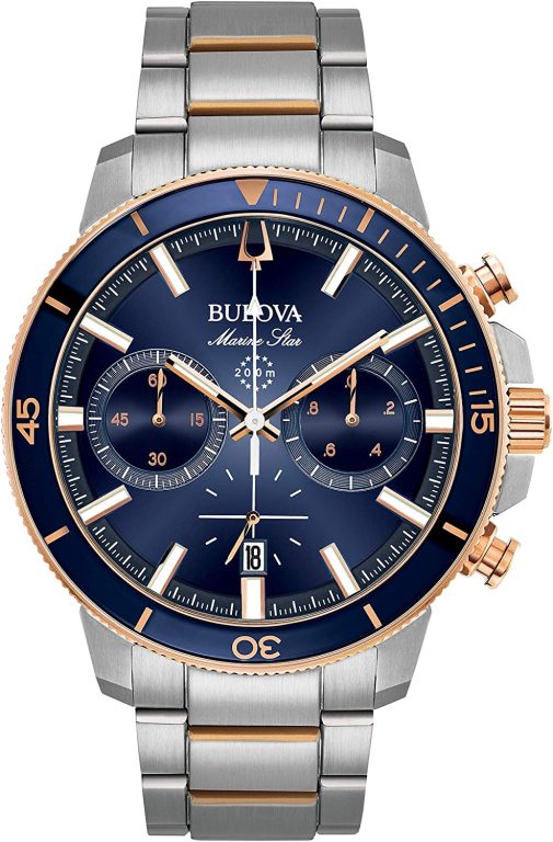 Bulova Men’s Marine Star ‘Series C’ Chronograph Quartz Watch, Luminous Markers, Rotating Dial, 200M Water Resistant, 45mm