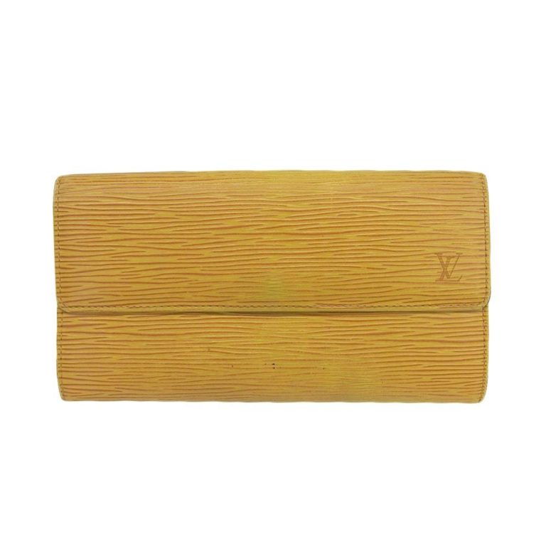 Authenticated Used Louis Vuitton LOUIS VUITTON Epi Pochette Portumone Credit Portefeuille Sara Long Wallet with Hook M63579 Yellow